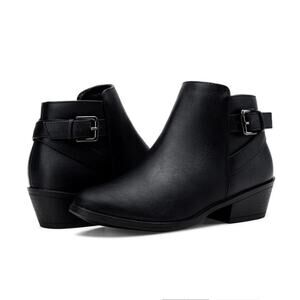 Vepose Black 911 Classic Ankle Boot with Zipper and Low Heel